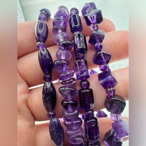 4 Pieces Bundle Natural Amethyst Gemstone Mix shape Bracelet Reiki Crystal